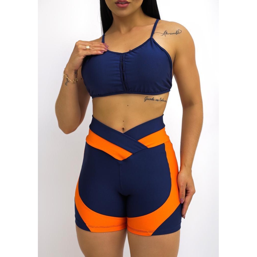 Short Empina Bumbum 2 Cores Bermuda Fitness Academia Bermuda para Treino Corrida e Caminhada