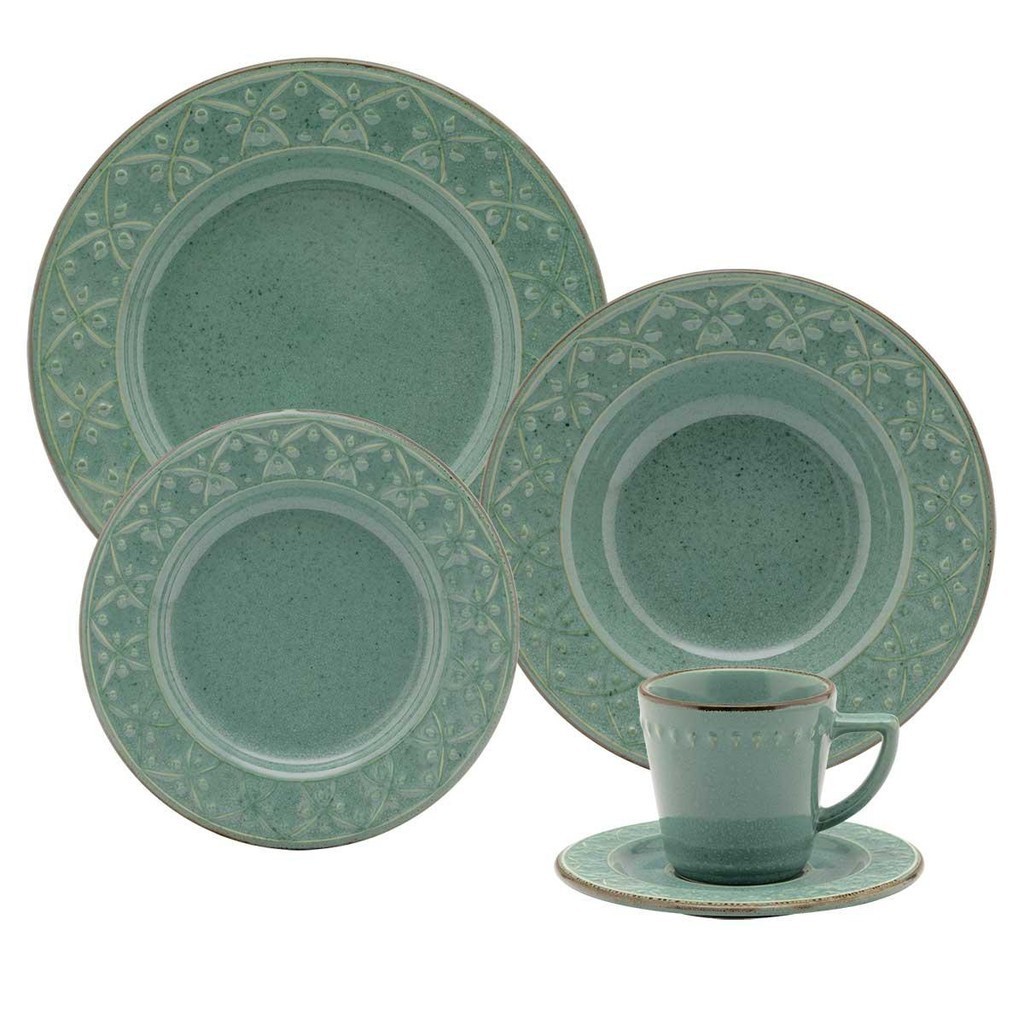 Aparelho De Jantar E Chá 30 Peças Oxford Mendi Malaquita em Oferta na Shopee