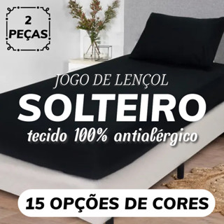 Jogo de Lençol Solteiro Antialérgico 2 Peças Liso - Várias Cores em Oferta na Shopee