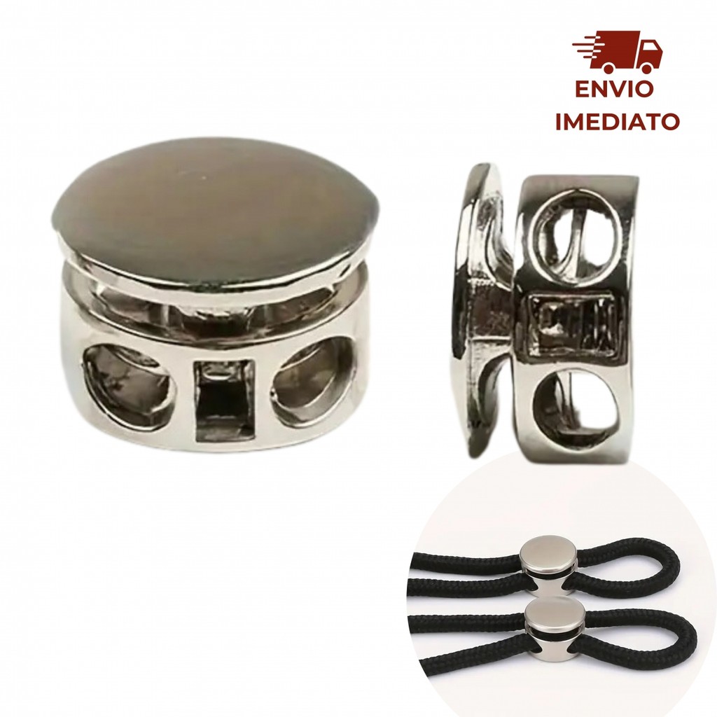 50 Unidades Trava Cordão Cord Lock Furo Duplo 05x17mm Ponteira Regulador Travar Elástico Cordão Cadarço Focinho de Porco