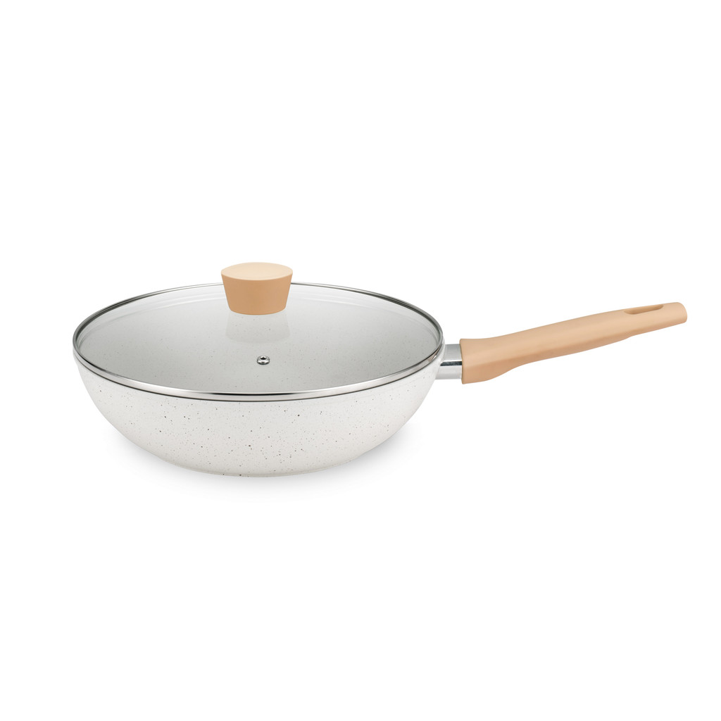 FRIGIDEIRA WOK MTA 24CM LINHA CARMELA BEGE 2,2L RESTIMENTO CERÂMICO INDUÇÃO