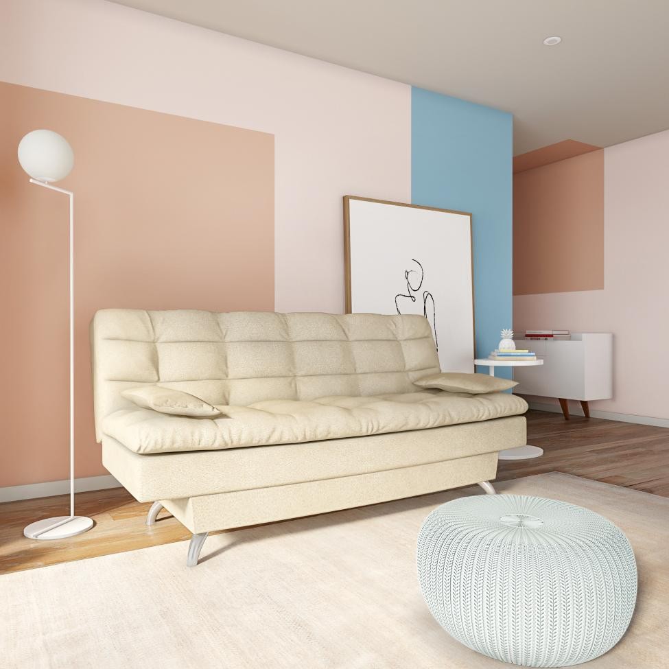 Sofá-Cama 3 Lugares Casal Superior Suede Velvet Bege em Oferta na Shopee