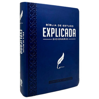 Bíblia de Estudo Explicada | ARC | Letra Média | Luxo Azul em Oferta na Shopee