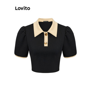 Lovito Camiseta Casual Lisa Colorblock Para Mulheres L76AD049