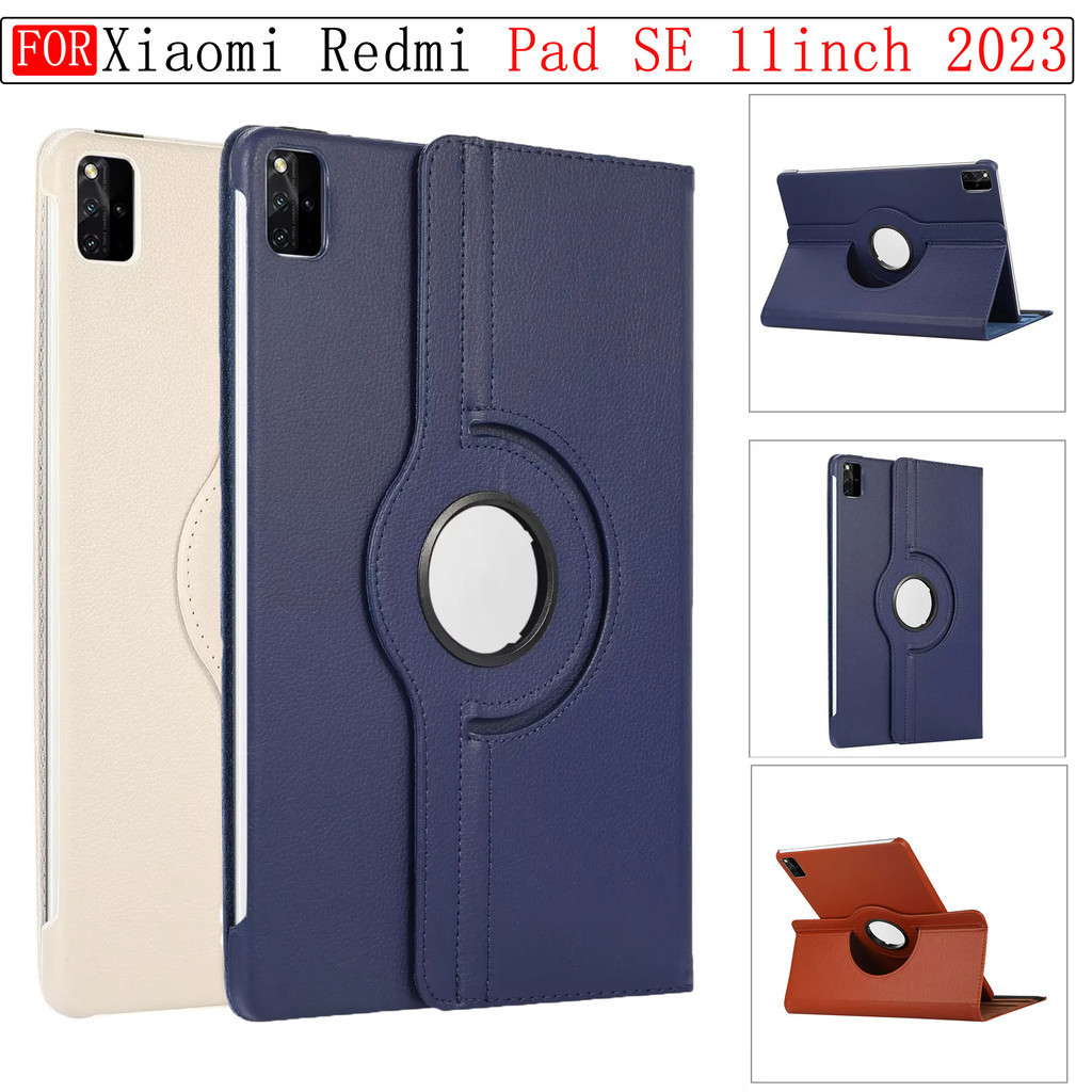 Para Redmi Pad SE 11 Polegadas 2023 PU Couro 360 Graus Rotativo Capa Protetora Completa