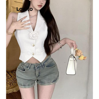 Lovito Regata Casual Com Botão Liso Para Mulheres LNE38400 (Damasco)