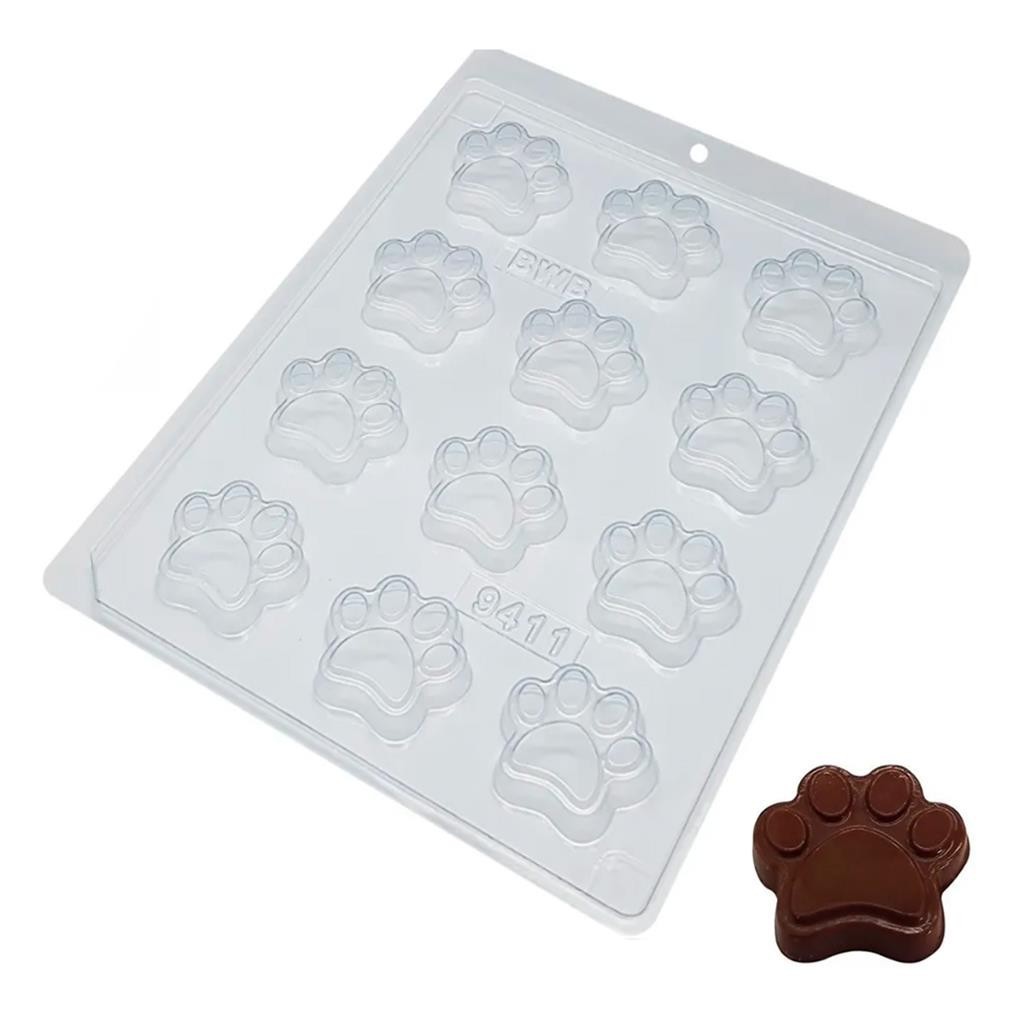 Forma de Chocolate Patinha de Cachorro Acetato Simples Bwb Confeitaria 5Un