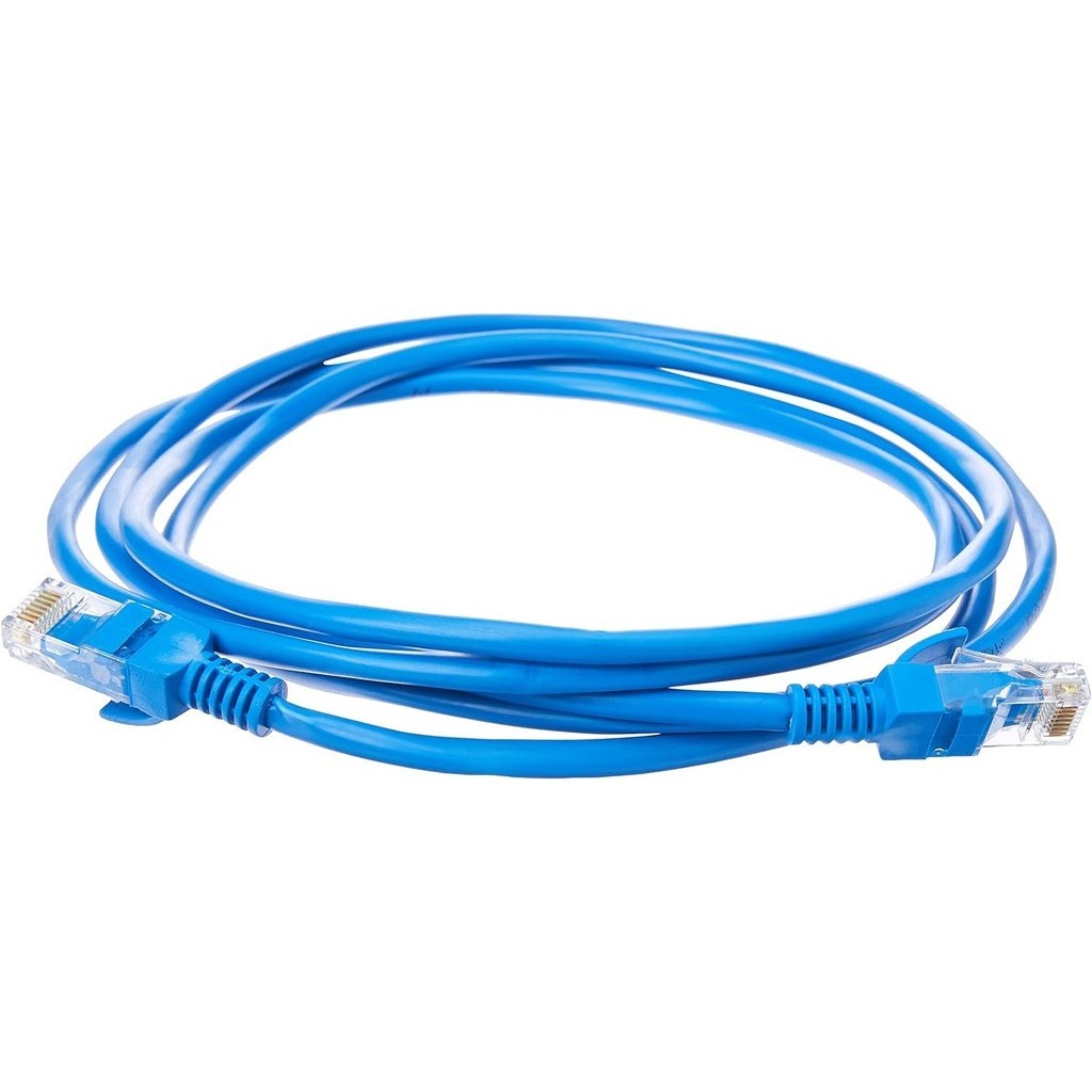 KIT COM 3 PATCH CORD CABO DE REDE 1 METRO AZUL RJ45 CAPA DE PVC