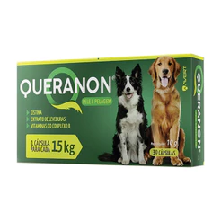 Queranon 15kg 30 Capsulas Pelo e Pelagem 1 Comp a Cada 15 kg Cães e Gatos