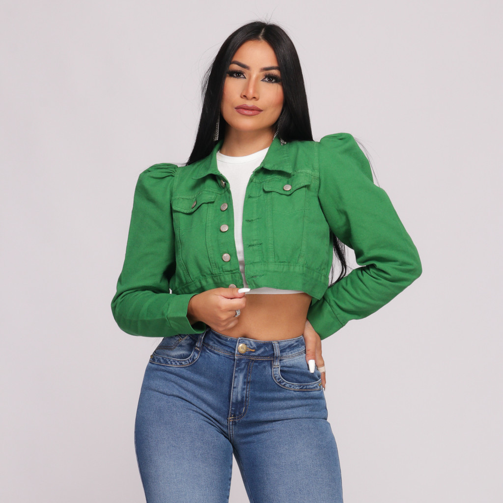 Jaqueta Jeans Sarja Cropped Feminina Blusa Curta Moda Jeans