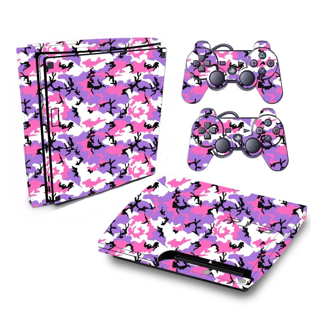 Skin PS3 Slim Playstation Adesivo Película Protetora Sticker Camo Lilac