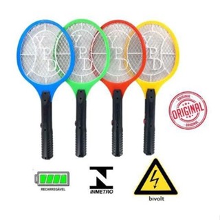 Raquete Elétrica Mata Mosquito Dengue Insetos Recarregável 110/220 Bivolt em Oferta na Shopee