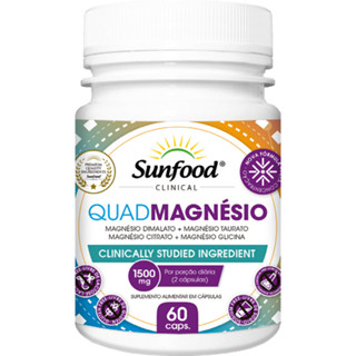 QuadMagnésio (Dimalato + Taurato + Citrato + Glicina) 1500mg 60 Cápsulas - Sunfood