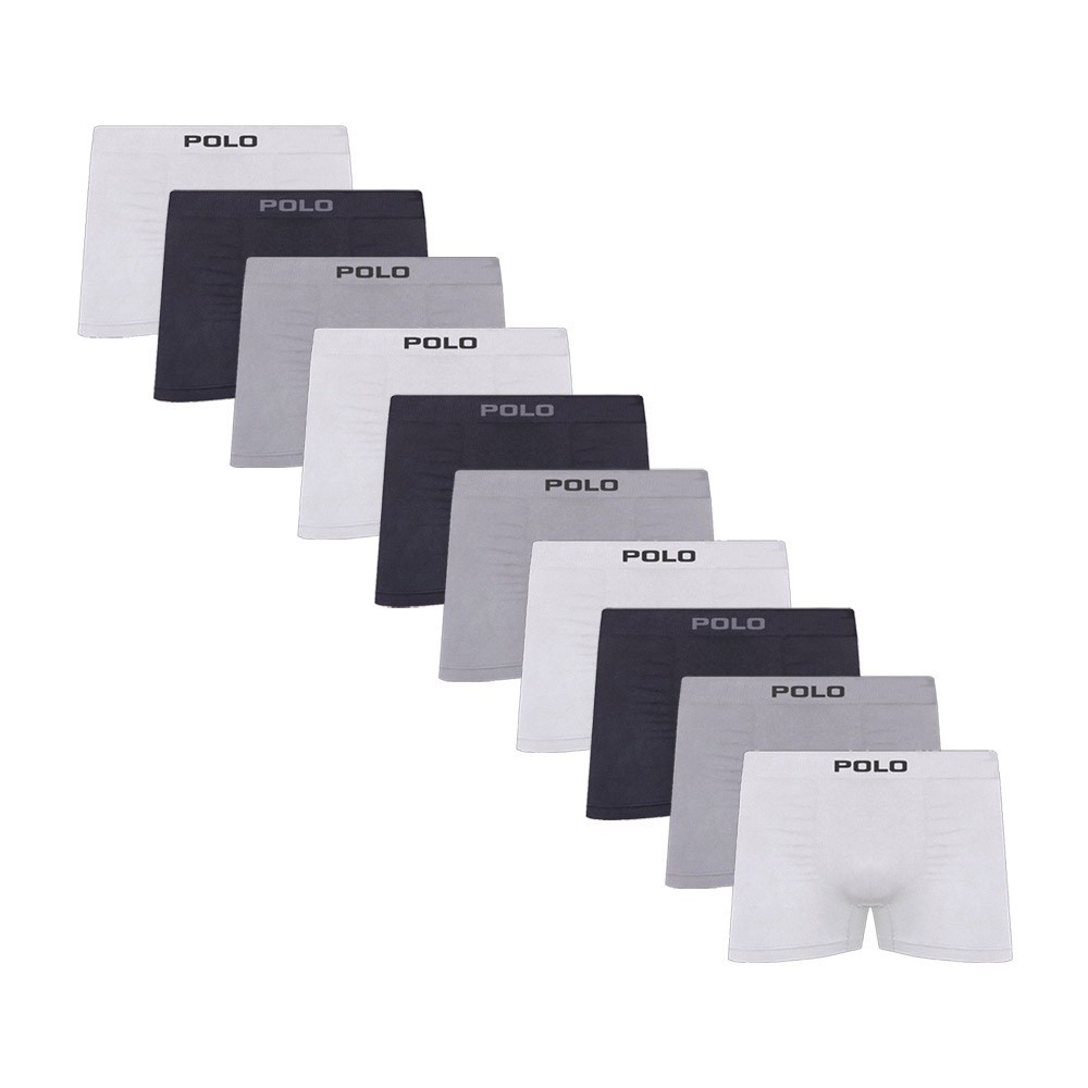 Kit C/10 Cuecas Boxer Polo 781 Algodão Sem Costura Sortido em Oferta na Shopee