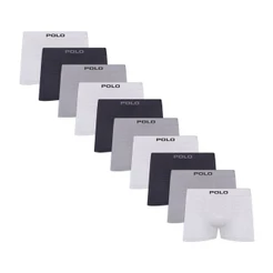 Kit C/10 Cuecas Boxer Polo 781 Algodão Sem Costura Sortido
