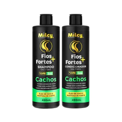 Kit Shampoo Condicionador Cachos Fios Fortes Milcy 450Ml