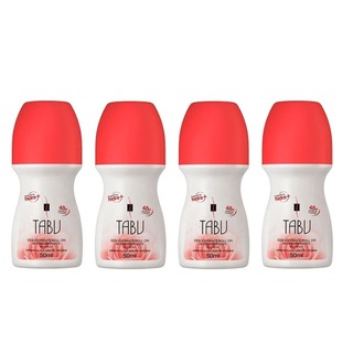 Kit 4 unid - Desodorante Roll-On Antitranspirante Tabu | Tradicional 50Ml em Oferta na Shopee