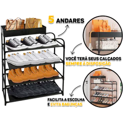 Organizador De Sapatos 5 Andares Sapateira Multiuso Desmontável Para Até 8kg Clink