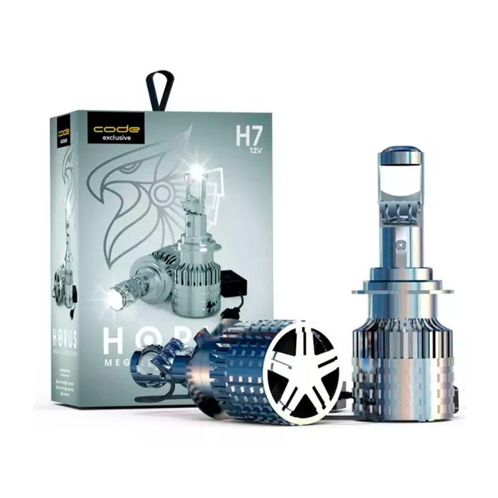 2 Lâmpadas Mega Led Projector Horus 12v 8000K H7 Code 9200Lm Certificado IP67 Alcance +200m em Oferta na Shopee