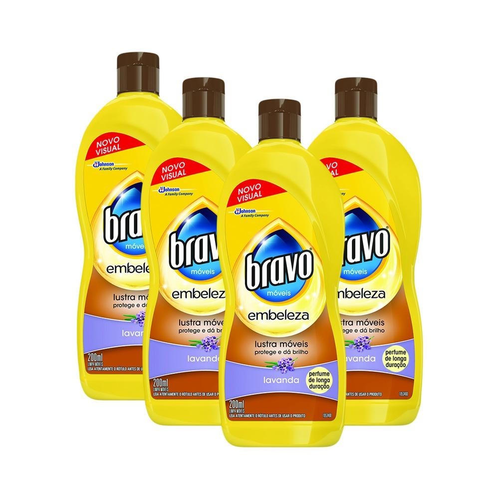Kit 4 Lustra-Móveis Bravo Lavanda Embeleza 200ml