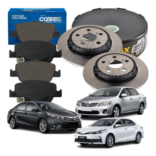 Kit Discos + Pastilhas Traseiras Toyota Corolla 1.8 2.0