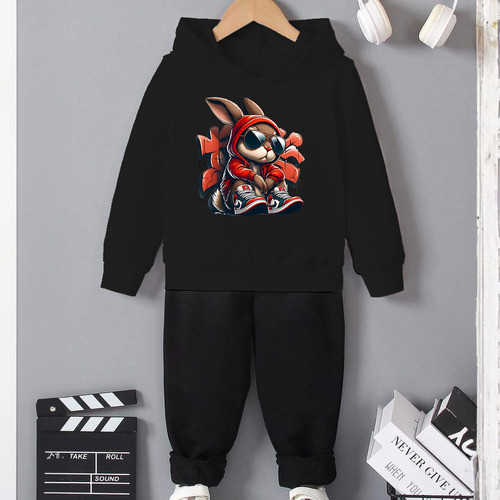 Conjunto Moletom Infantil Menino E Menina Algodão Com Capuz