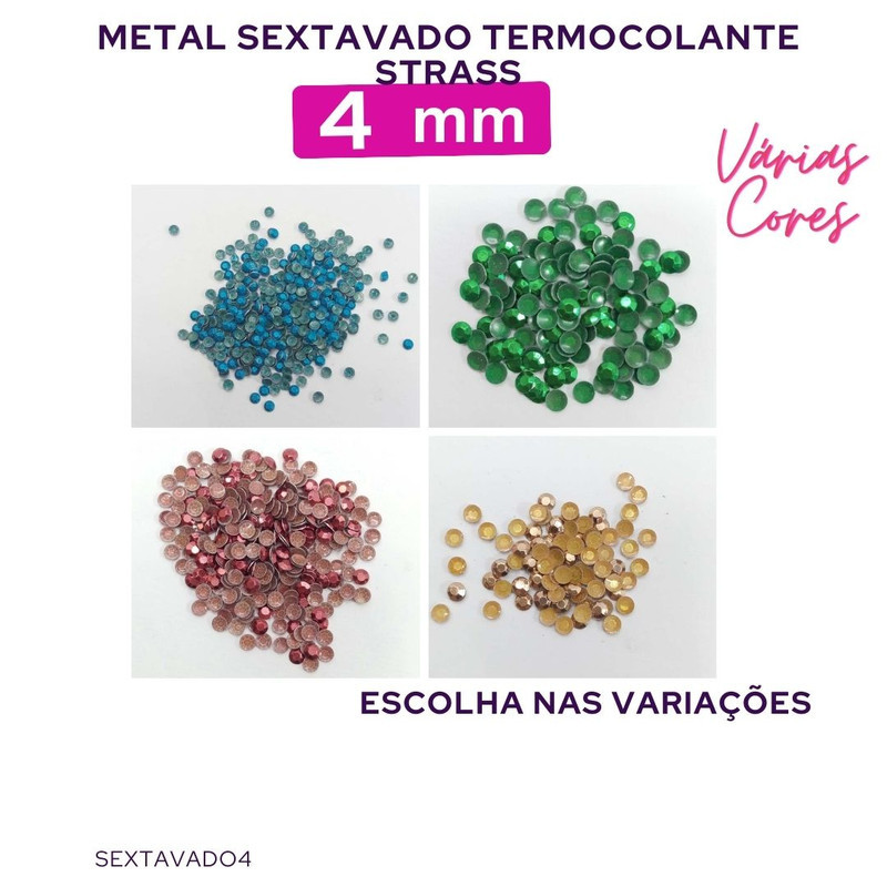 25g Metal Sextavado Termocolante 4mm Nail para Unha Strass Hotfix Pedrarias Rhinestone Sextavado4-25g