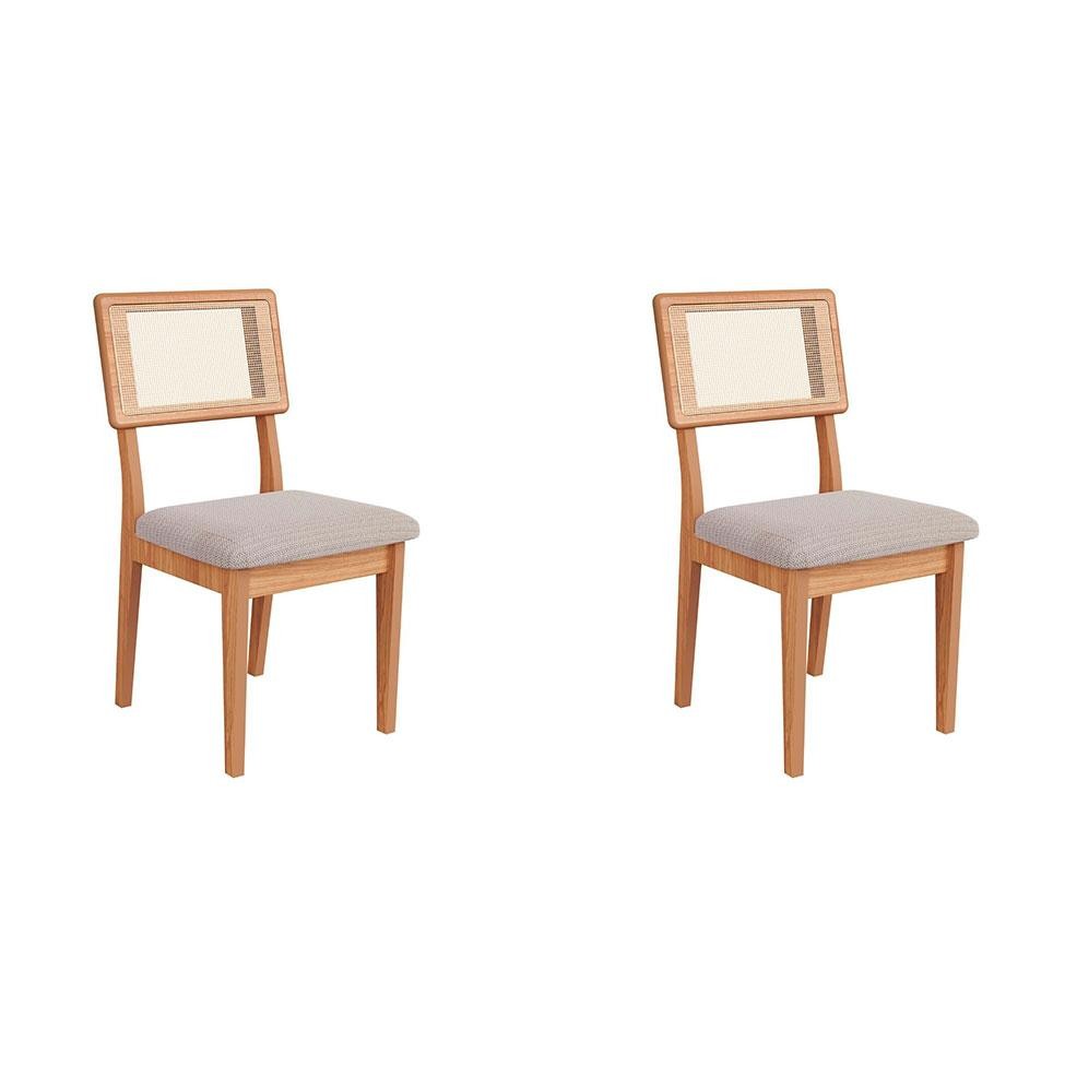 Conjunto com 2 Cadeiras Penny Algodão Bege e Freijó em Oferta na Shopee