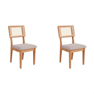 Conjunto com 2 Cadeiras Penny Algodão Bege e Freijó em Oferta na Shopee