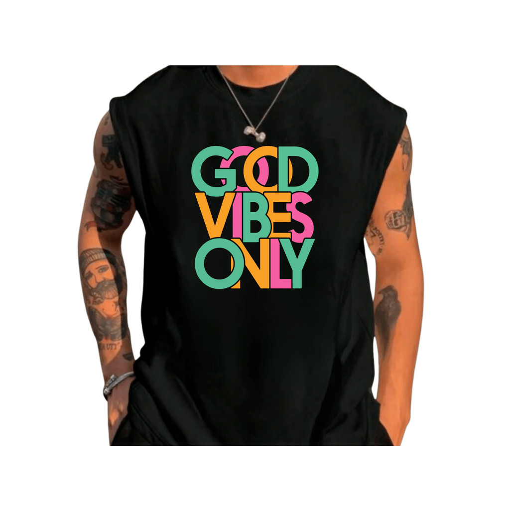 Regata machão Masculina P ao G5 100% Algodão Good Vibes Only G1 G2 G3 G4 em Oferta na Shopee