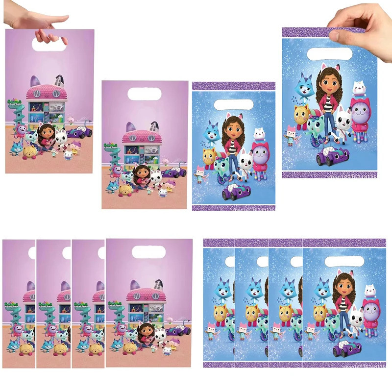 10/20/30 Pçs Gabby Casa De Bonecas Gatos Sacos De Presente Goodie Doces Biscoitos Saque Saco Crianças Meninas Festa Favo