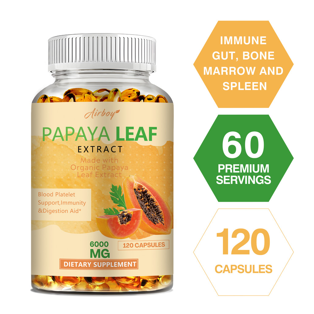 Extrato De Folha De Mamão Airboy , Suporte De Medula E Baço , Saúde Intestinal Imunológica Digestiva-30/60/120 Contagens