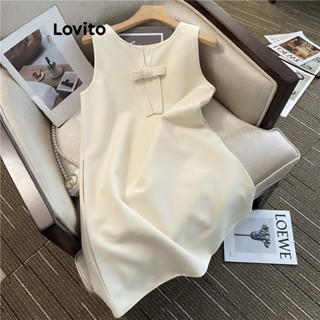 Lovito Vestido Casual Com Laço Liso Para Mulheres LNA34121 (Damasco)