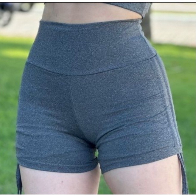 shorts feminino com cordinha ajustável na lateral * sem transparência, ideal para academia e praia - promoção