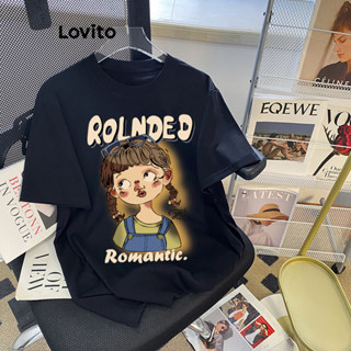 Lovito Camiseta Feminina Casual Com Estampa De Letras LNE42130