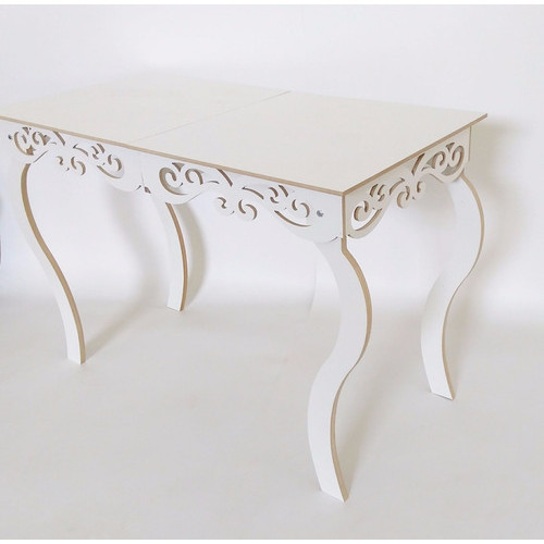 Mesa Branca Arabesco Provençal 100x60 Altura 80cm Mdf Branco