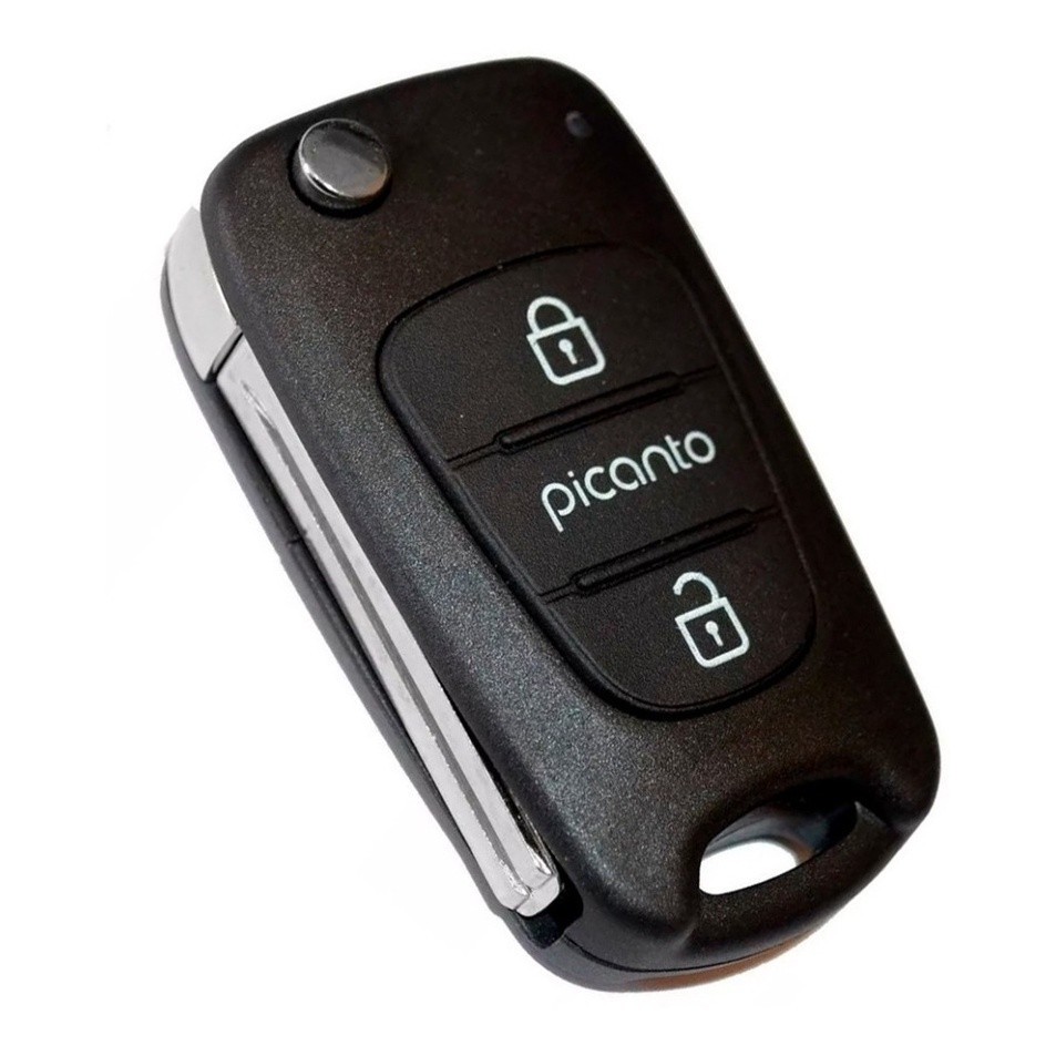 Carcaça Capa Chave Canivete Kia Picanto Modelo Original 2011 12 13 14 2015 + Emblema Logo e Lamina