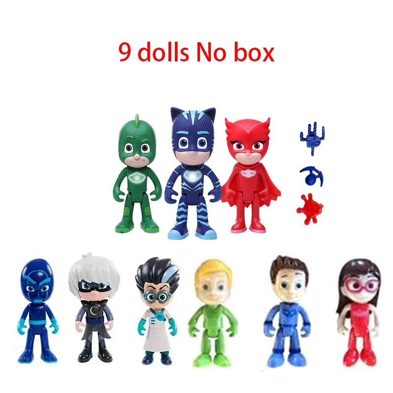 PJ Máscaras Kids Toys 9pcs Dolls Catboy Gekko Owlette Presente De Aniversário
