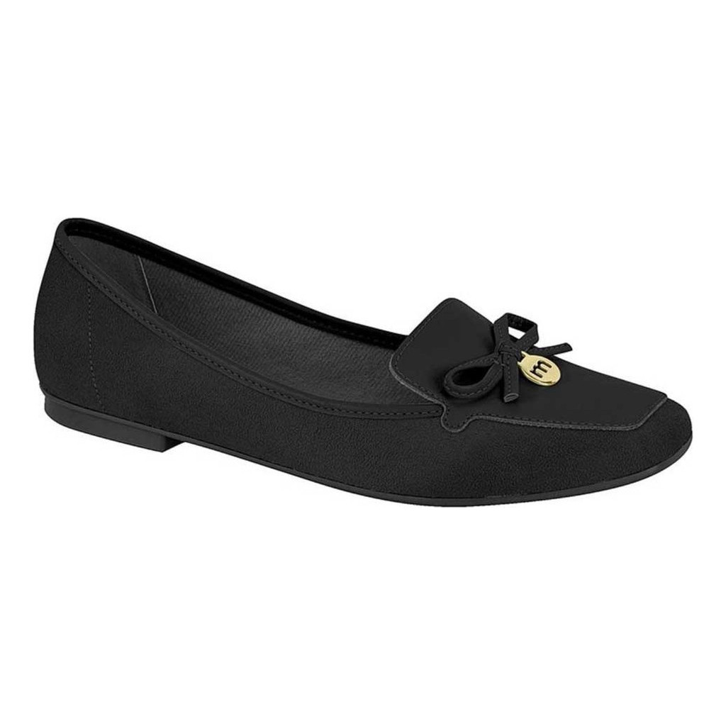 Sapatilha Feminina Moleca Preta Bico Laço Fino Conforto Moda