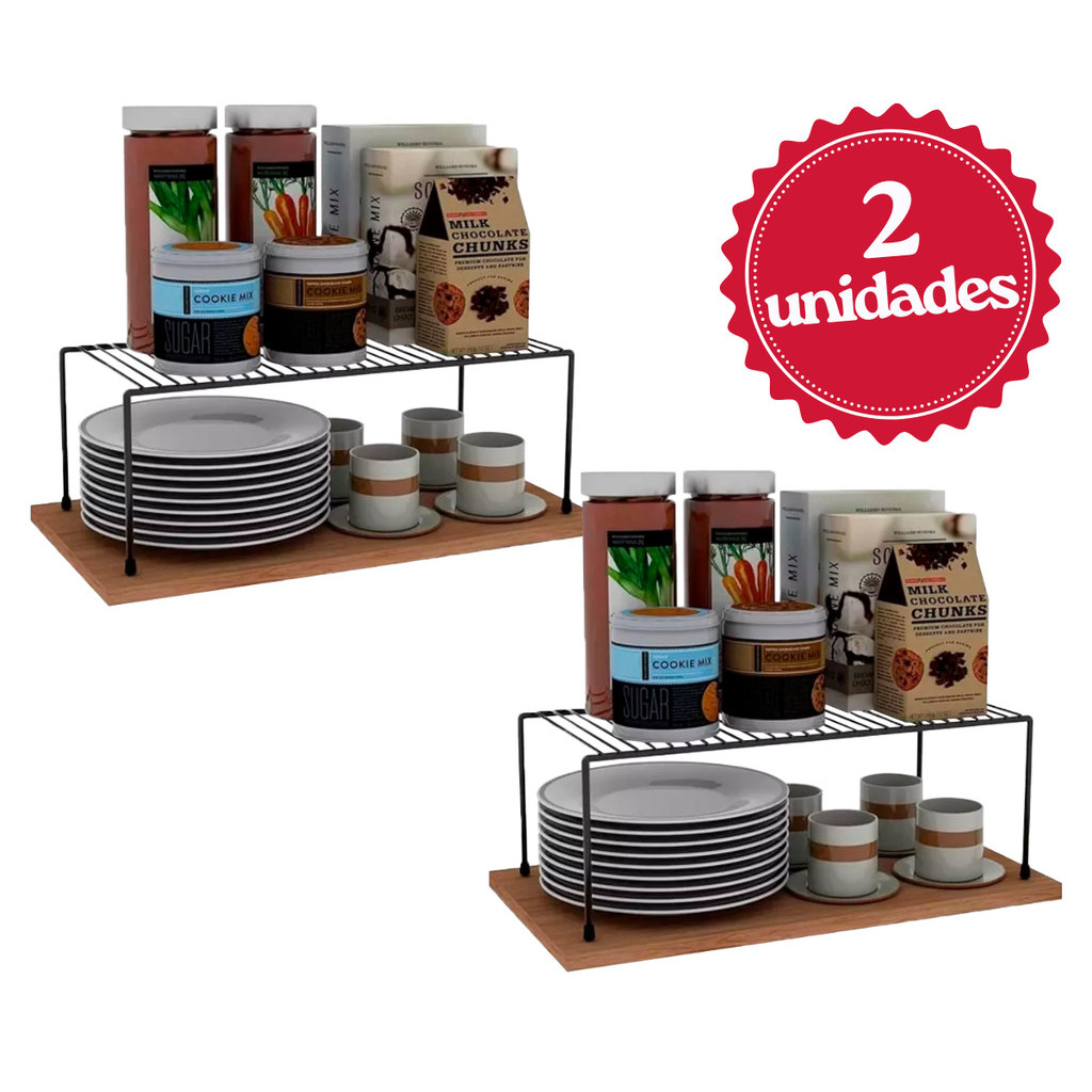 Kit Organizador Prateleira Médio 32cm 2 Unidades 100% Aço em Oferta na Shopee