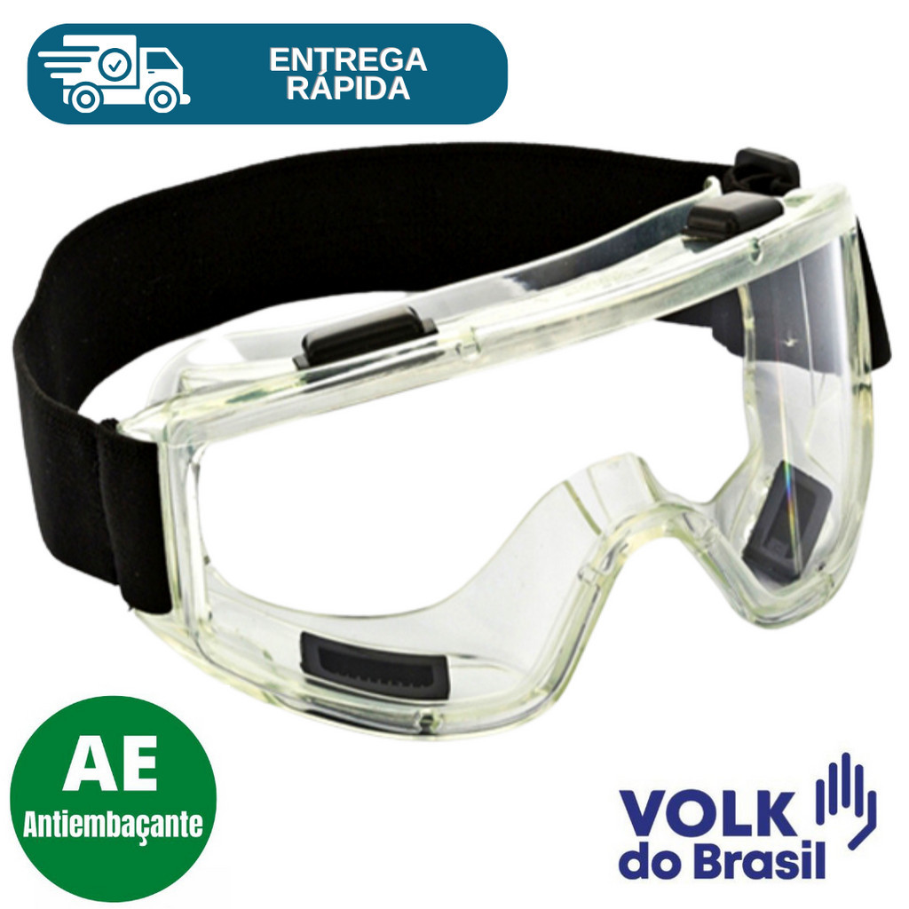 Oculos De Proteção Ampla Visão VVision 400 Transparente Antirrisco Antiembaçante Volk Segurança Epi em Oferta na Shopee