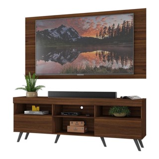 Rack c/ Painel P/TV até 65" e Pés Retrô Flórida Multimóveis Duna/Preto