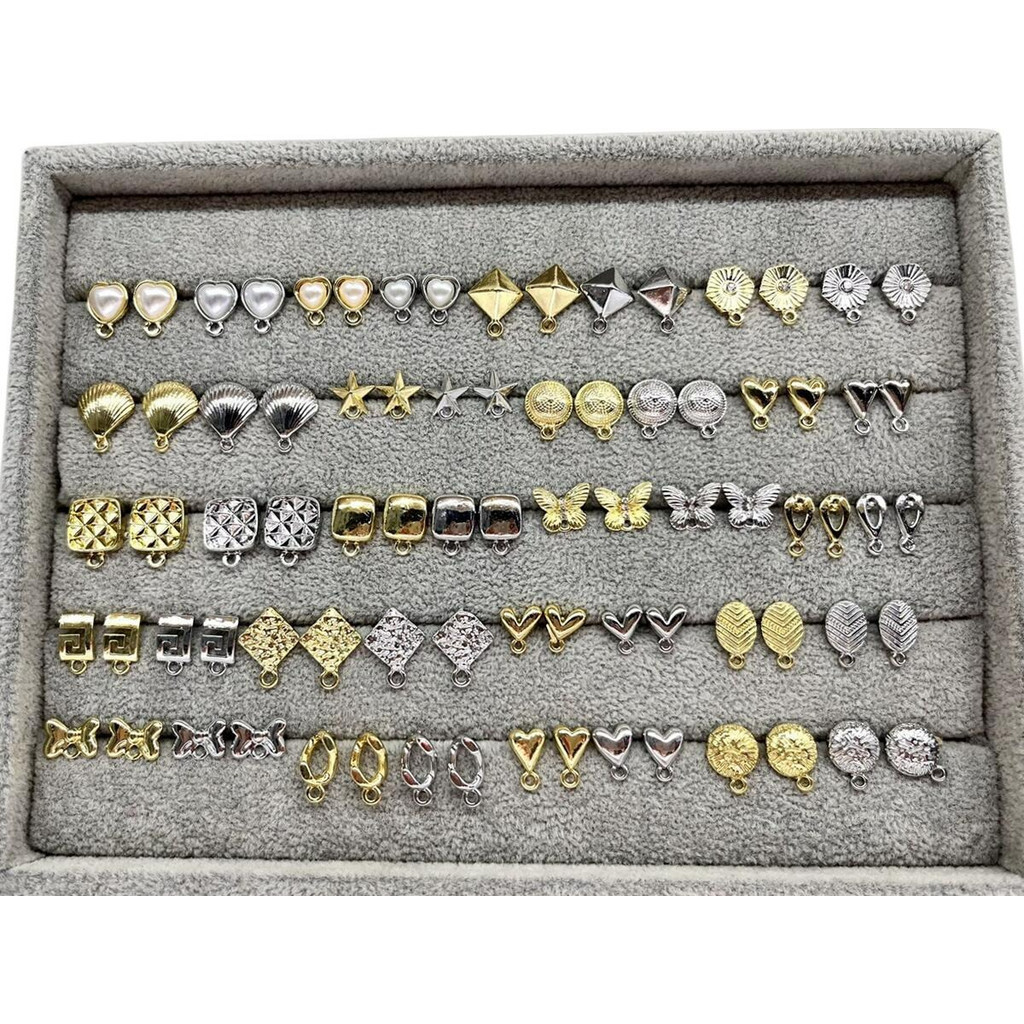 Base Brinco C/ Tarracha-prata/dourado - 10-60pares(20-120Unidade )Adequado para vários acessórios de pulseira de moda