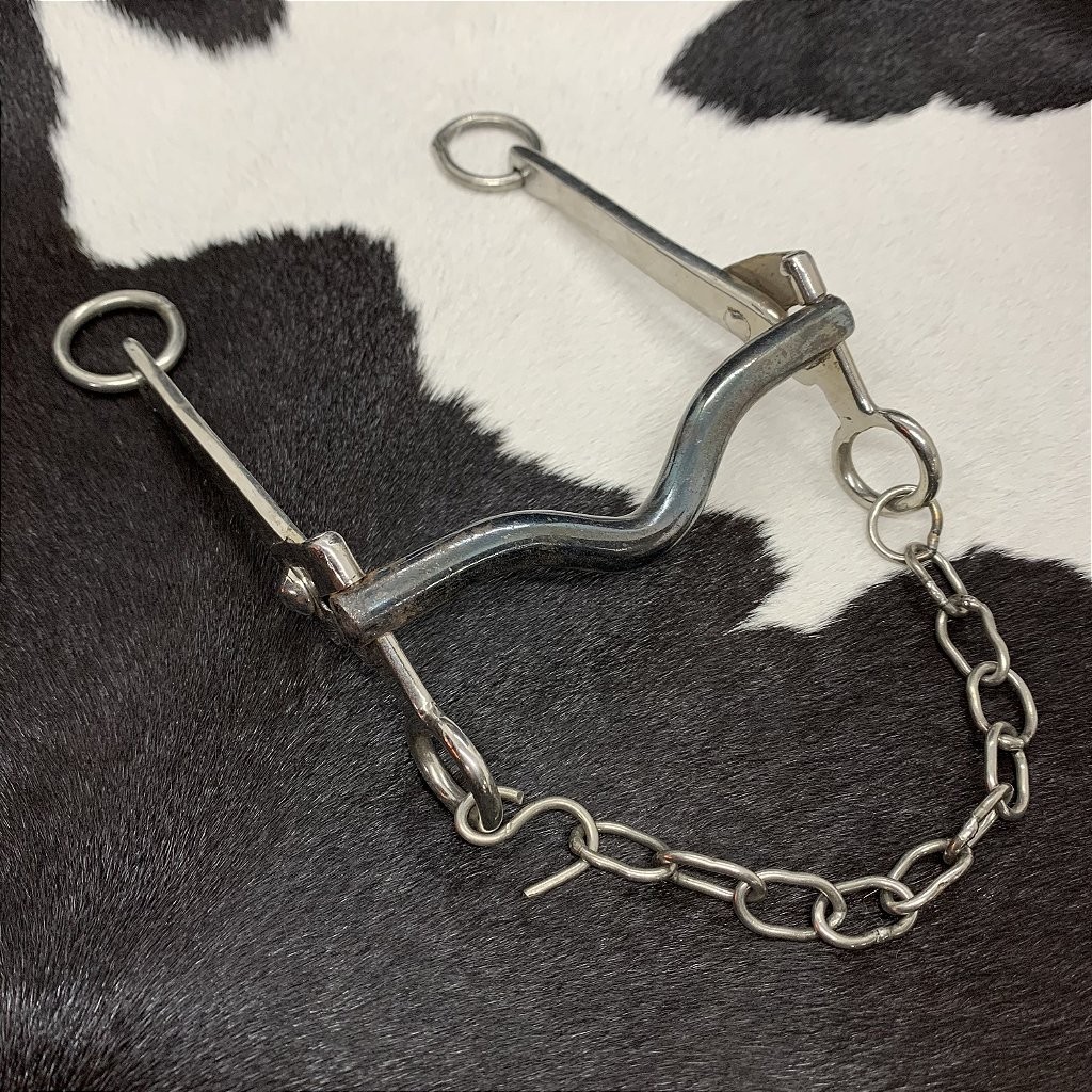 Freio para cavalo e égua modelo L Inox Bocal Baixo de Ferro