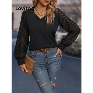 Lovito Blusa Jacquard Com Costura Geométrica Elegante Para Mulheres LSL01024