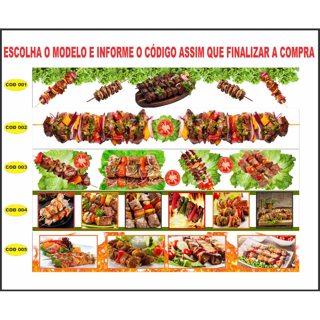 Faixa Decorativa Espetinho, Espeto, Churrasco, 03mx15cm