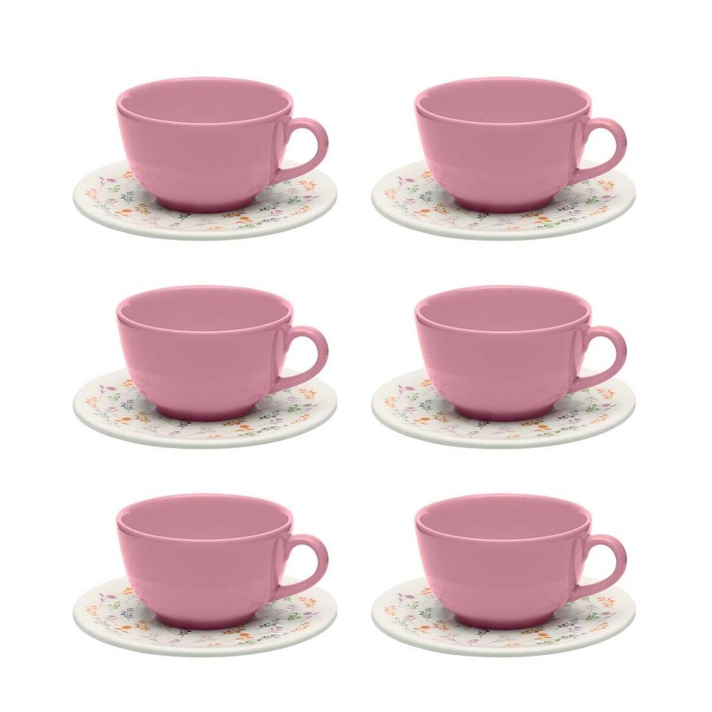 Jogo De 6 Xícaras 200 Ml Com Pires Unni Jardim Secreto em Oferta na Shopee