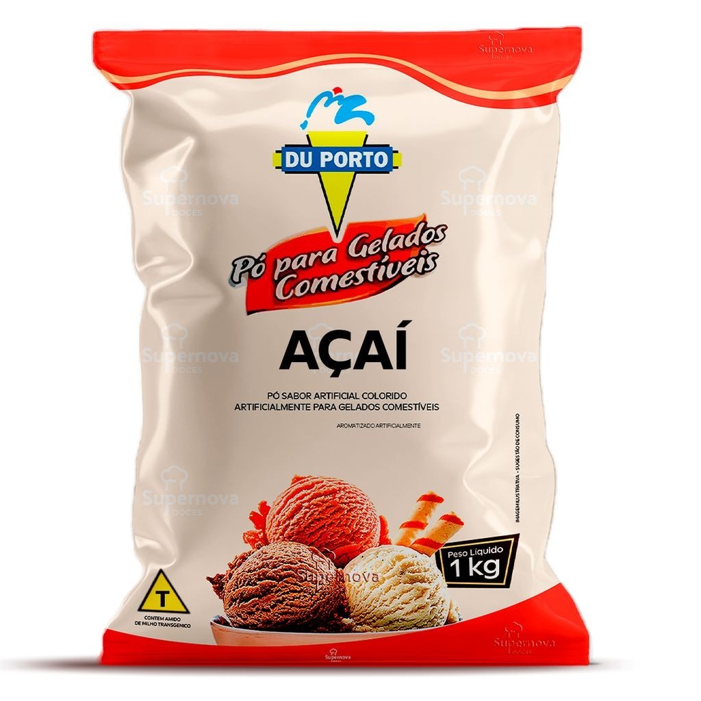 Pó para Gelados Comestíveis Sabor Açaí 1Kg - Du Porto
