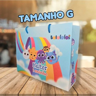 Kit Sacolinhas Personalizadas Festa (G) Bolofofos (20x16x6cm) em Oferta na Shopee