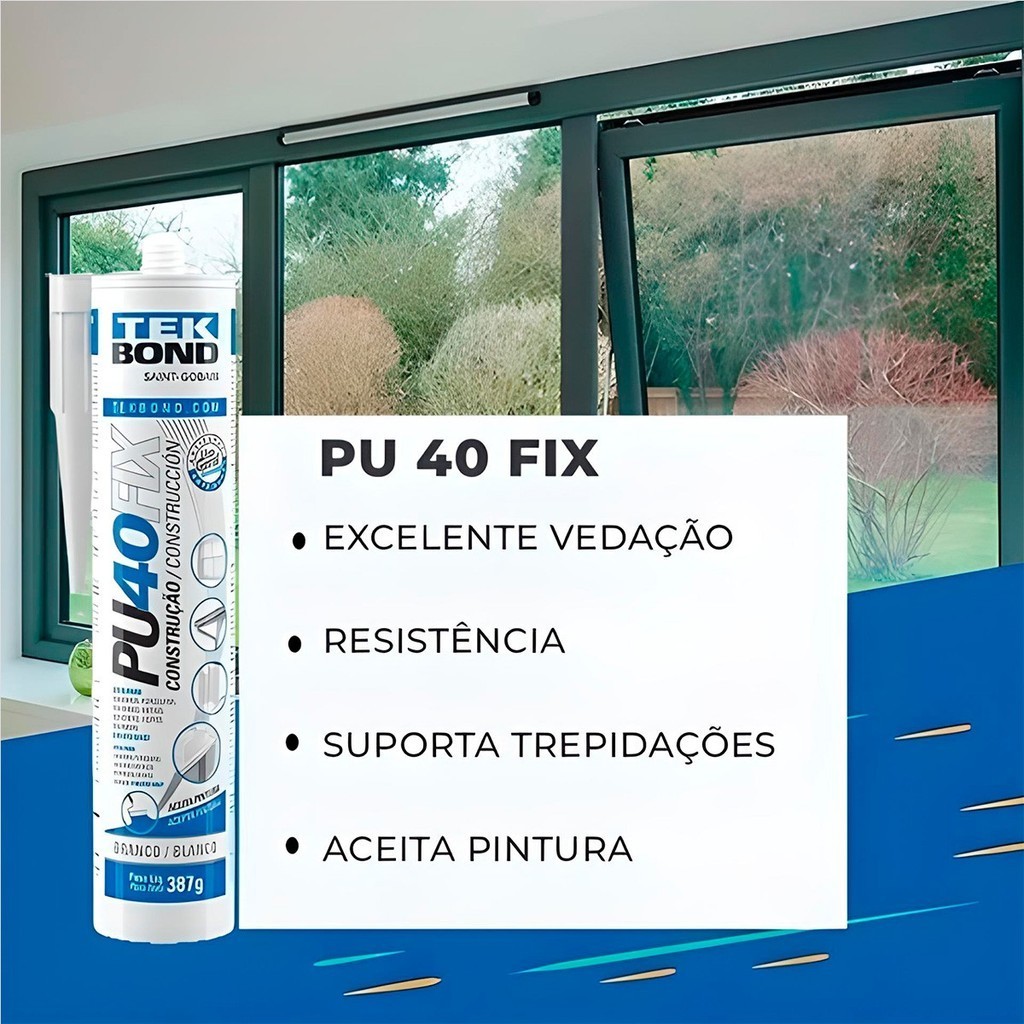 Silicone Adesivo Selante Pu 40 Fix 387g Construção Kit C/2 - Branco · foto 2